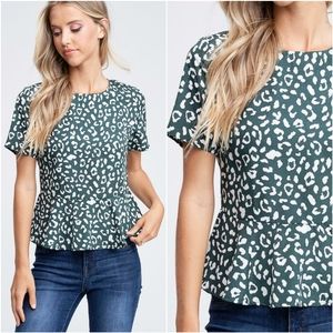 PAPERMOON Stitch Fix Hunter Green Leopard Top